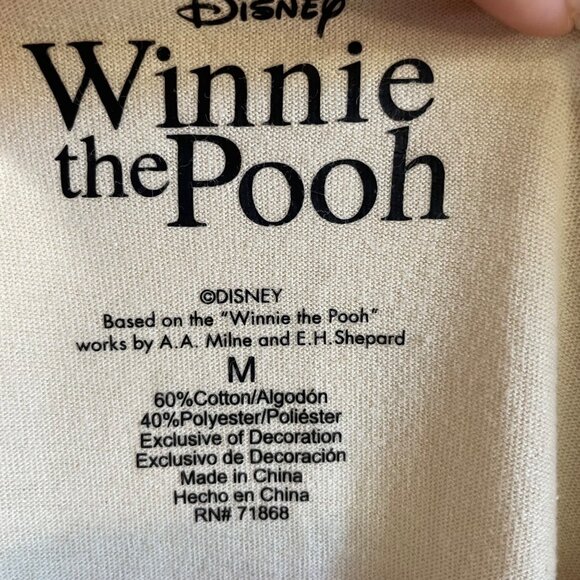 Disney Shirt Womens Medium Light Yellow Winnie the Pooh Embroidered Unisex Soft - Picture 3 of 8